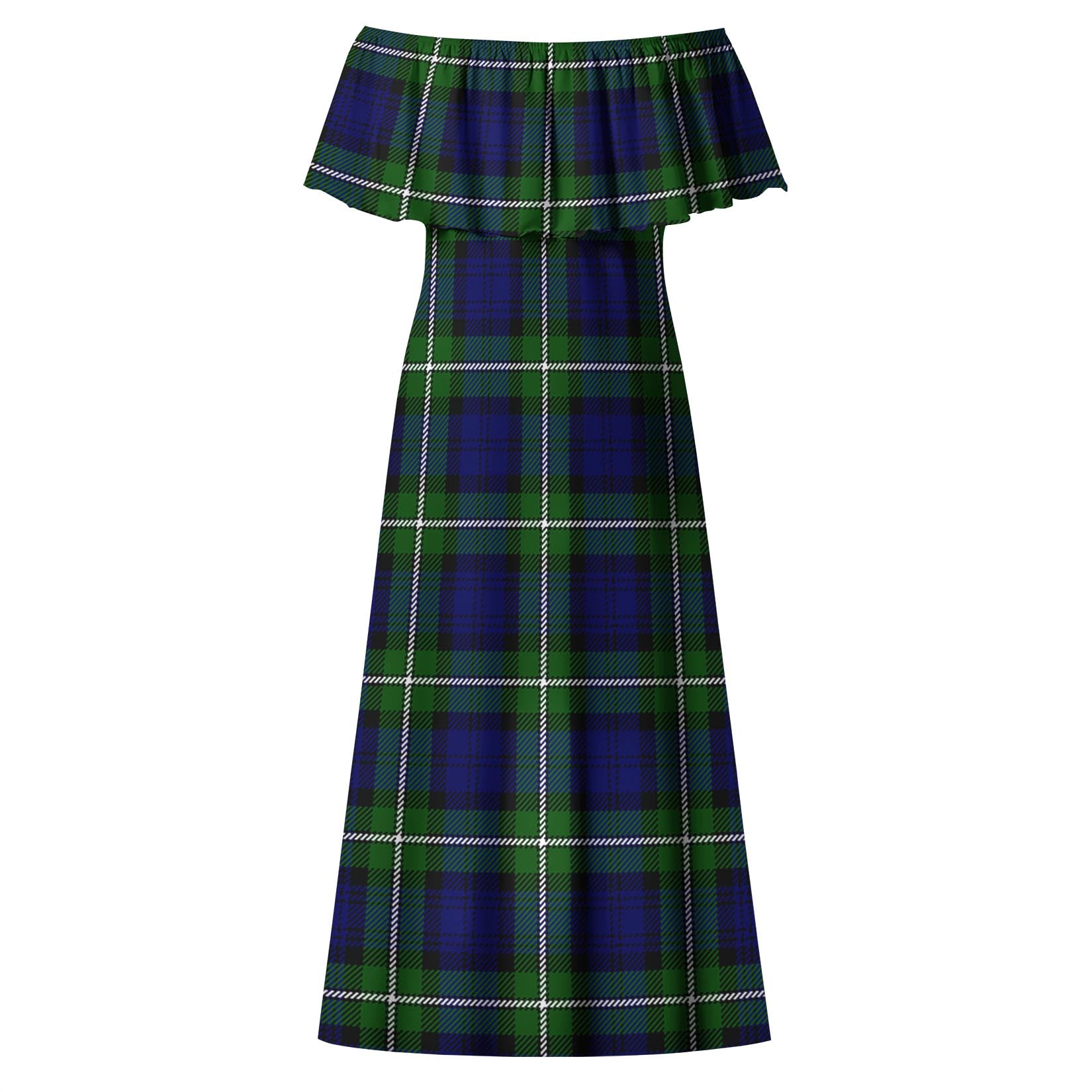 Bannerman Tartan Off Shoulder Long Dress - Tartan Vibes Clothing