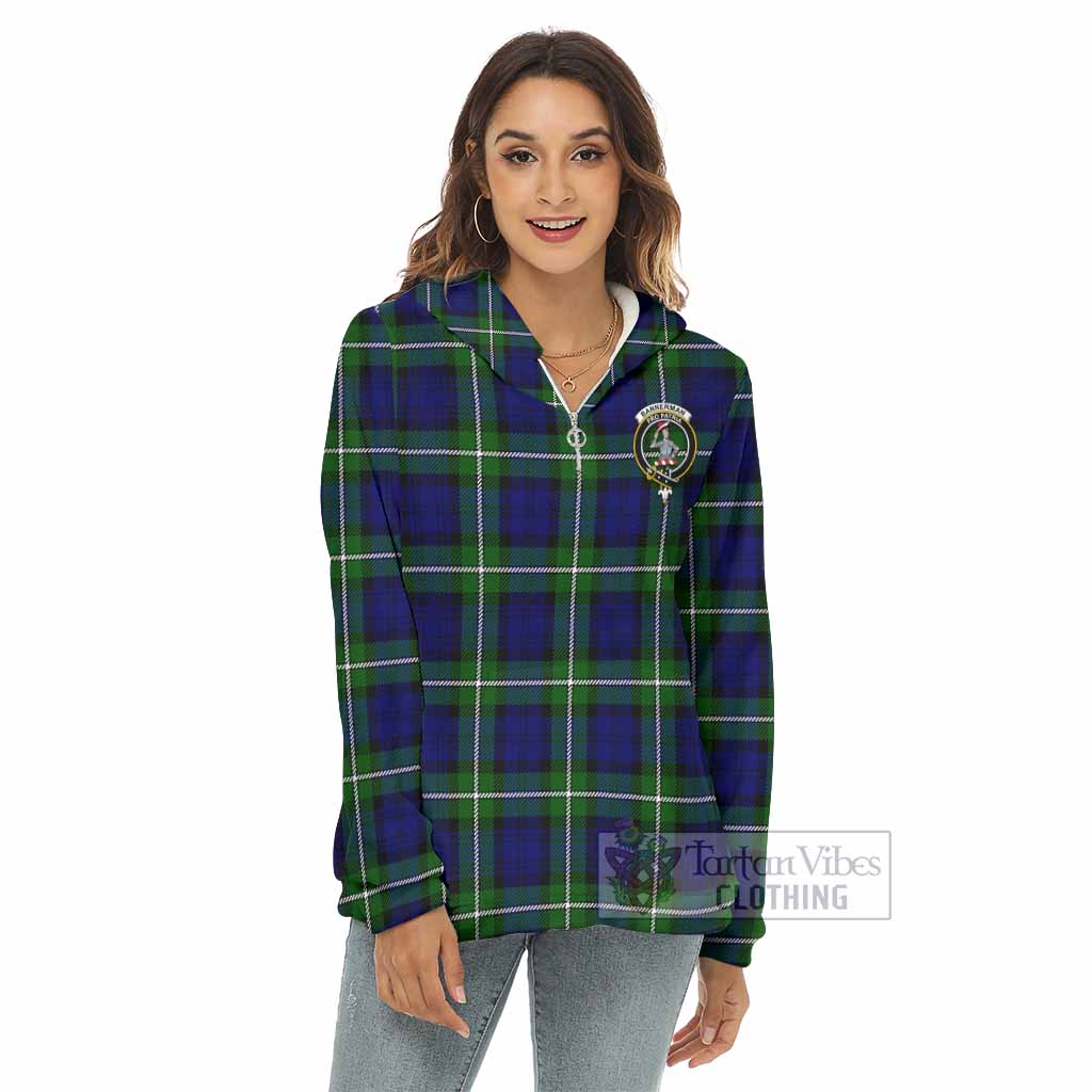 Bannerman Tartan Women's Borg Fleece Hoodie with Half Zip with Family Crest - Tartan Vibes Clothing