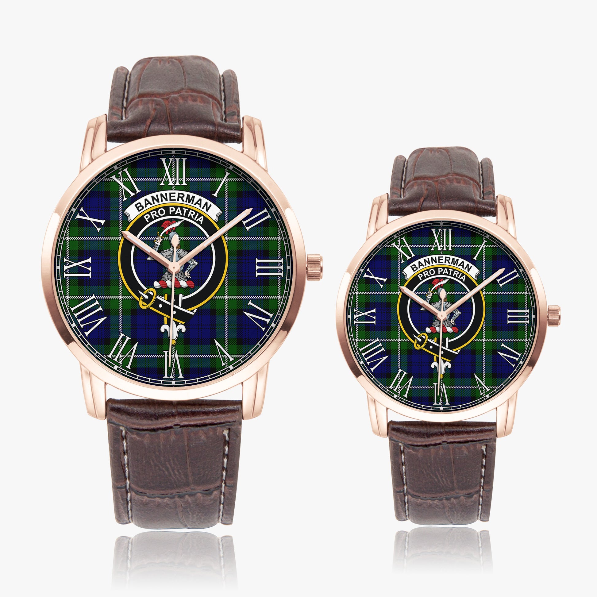 Bannerman Tartan Family Crest Leather Strap Quartz Watch - Tartan Vibes Clothing