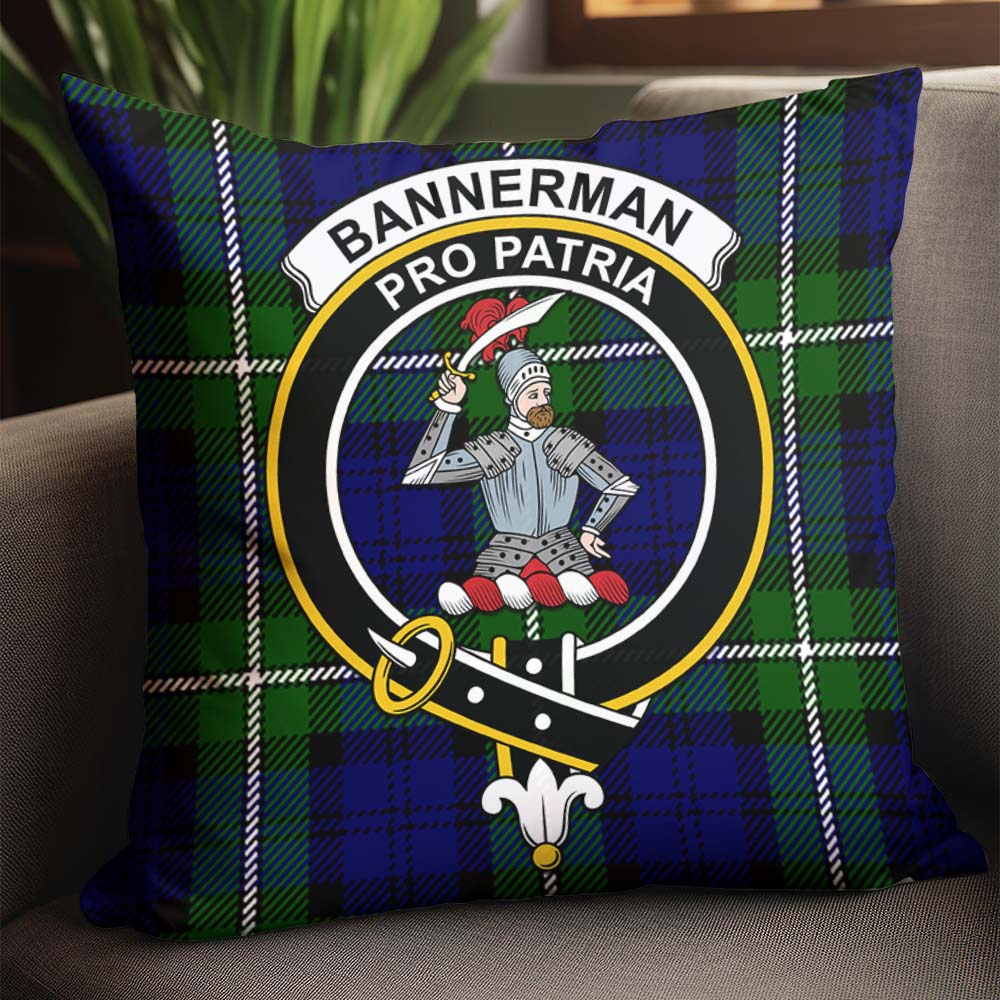 Bannerman Tartan Pillow Cover with Family Crest - Tartan Vibes Clothing