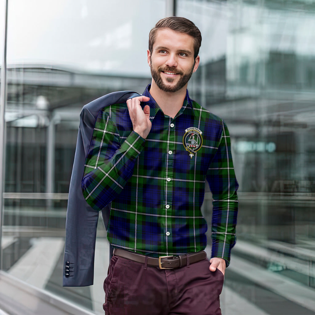 Bannerman Tartan Long Sleeve Button Up Shirt with Family Crest - Tartan Vibes Clothing