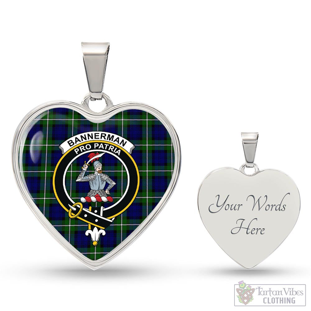 Bannerman Tartan Heart Necklace with Family Crest Luxury Necklace (Silver) Yes - Tartan Vibes Clothing
