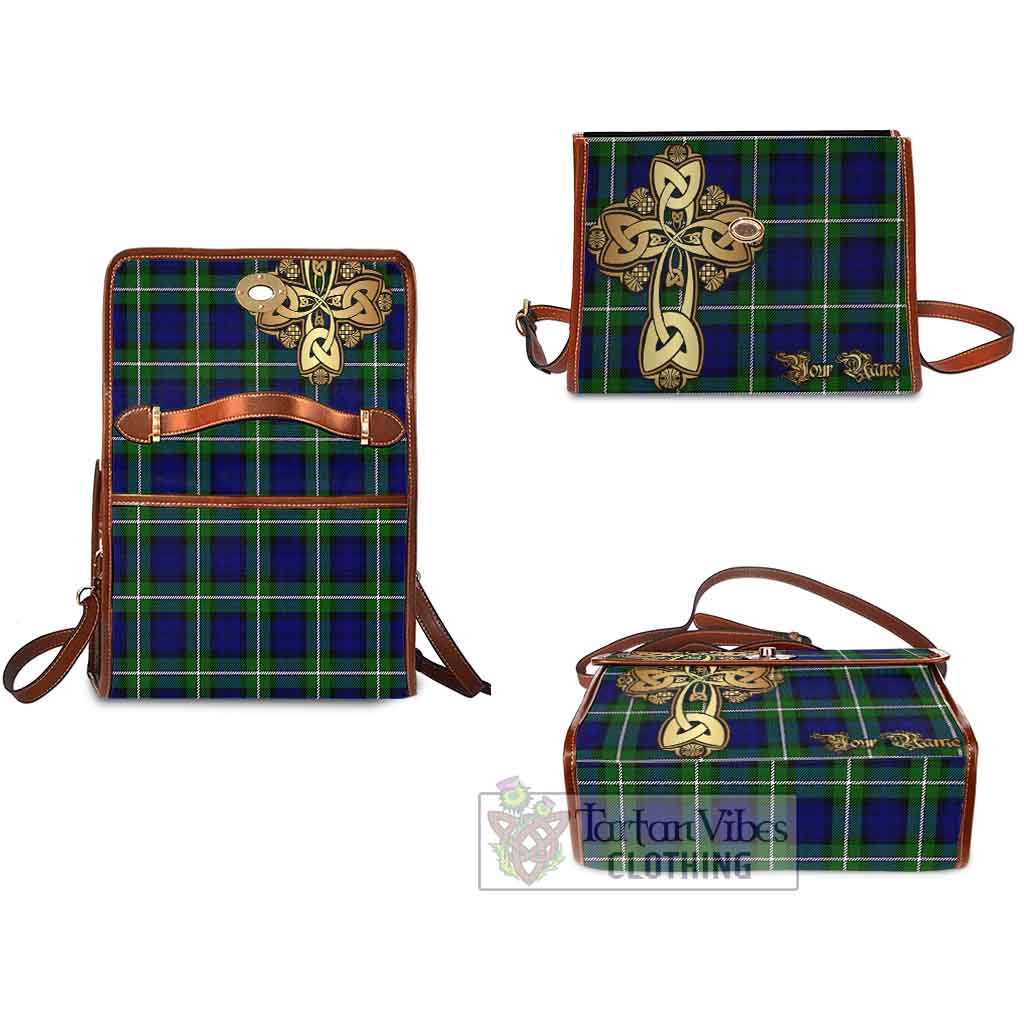 Tartan Vibes Clothing Bannerman Tartan Waterproof Canvas Bag Golden Thistle Celtic Cross Style