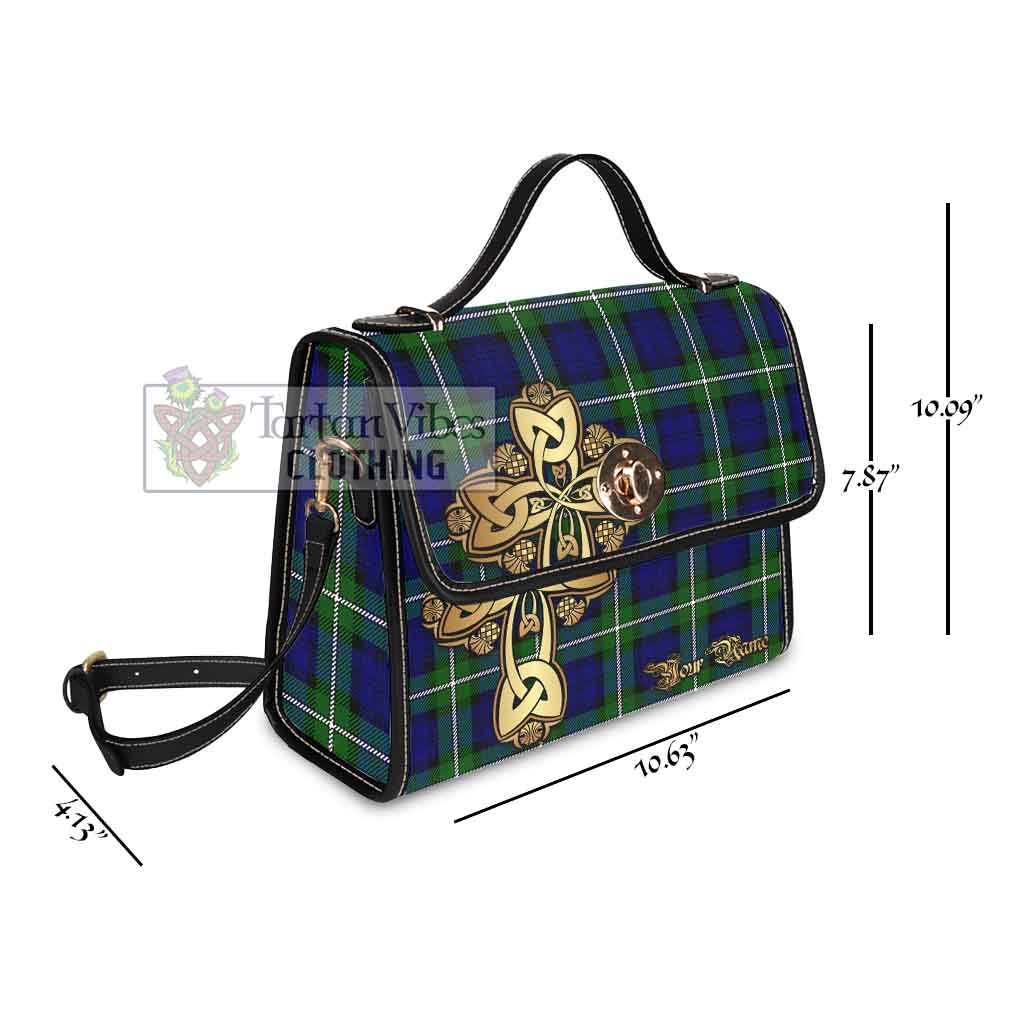 Tartan Vibes Clothing Bannerman Tartan Waterproof Canvas Bag Golden Thistle Celtic Cross Style