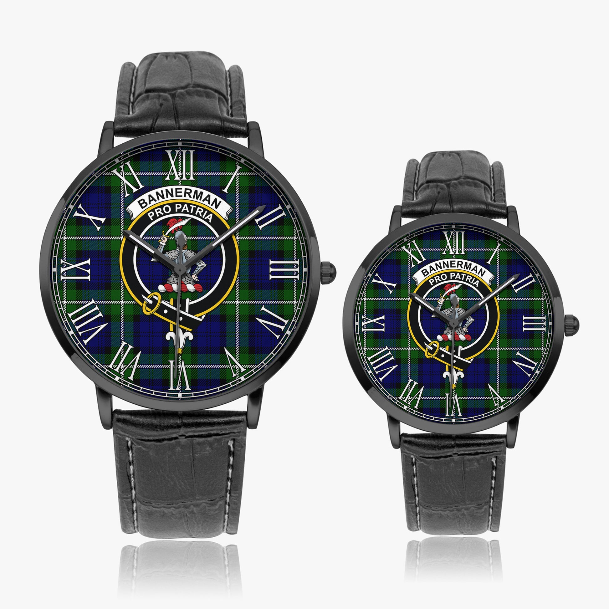 Bannerman Tartan Family Crest Leather Strap Quartz Watch - Tartan Vibes Clothing
