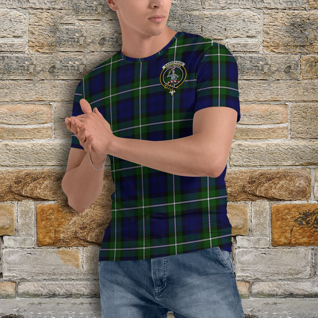 Bannerman Tartan T-Shirt with Family Crest - Tartanvibesclothing