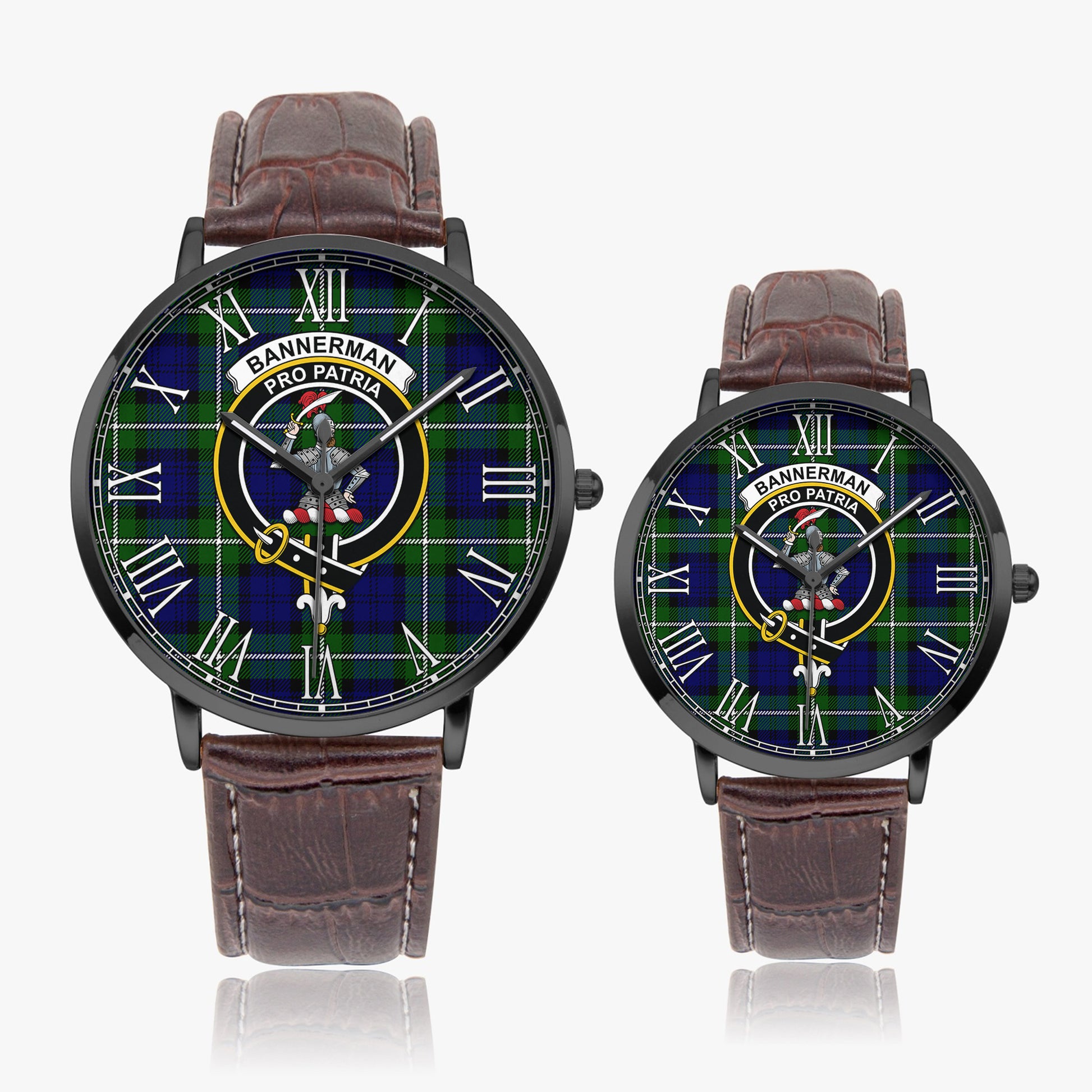 Bannerman Tartan Family Crest Leather Strap Quartz Watch - Tartan Vibes Clothing