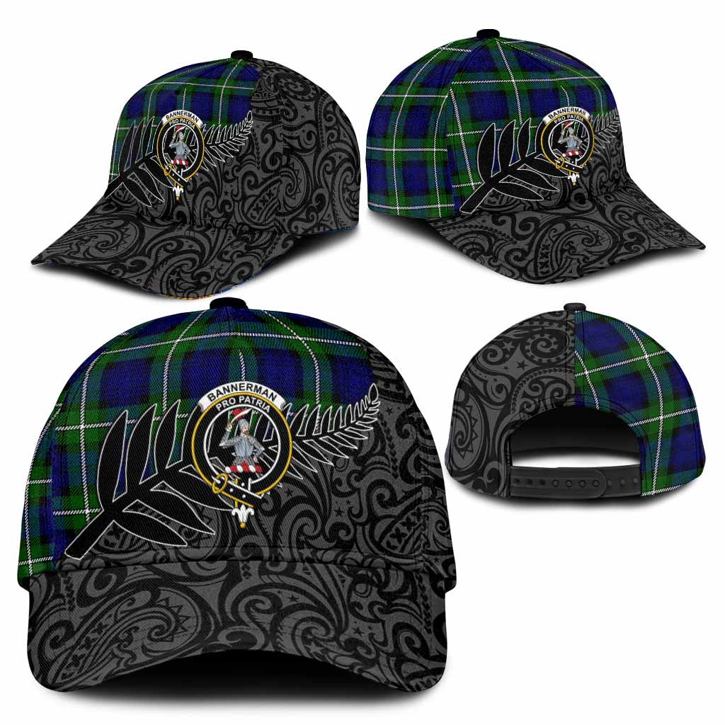 Bannerman Crest Tartan Classic Cap with New Zealand Silver Fern Half Style
