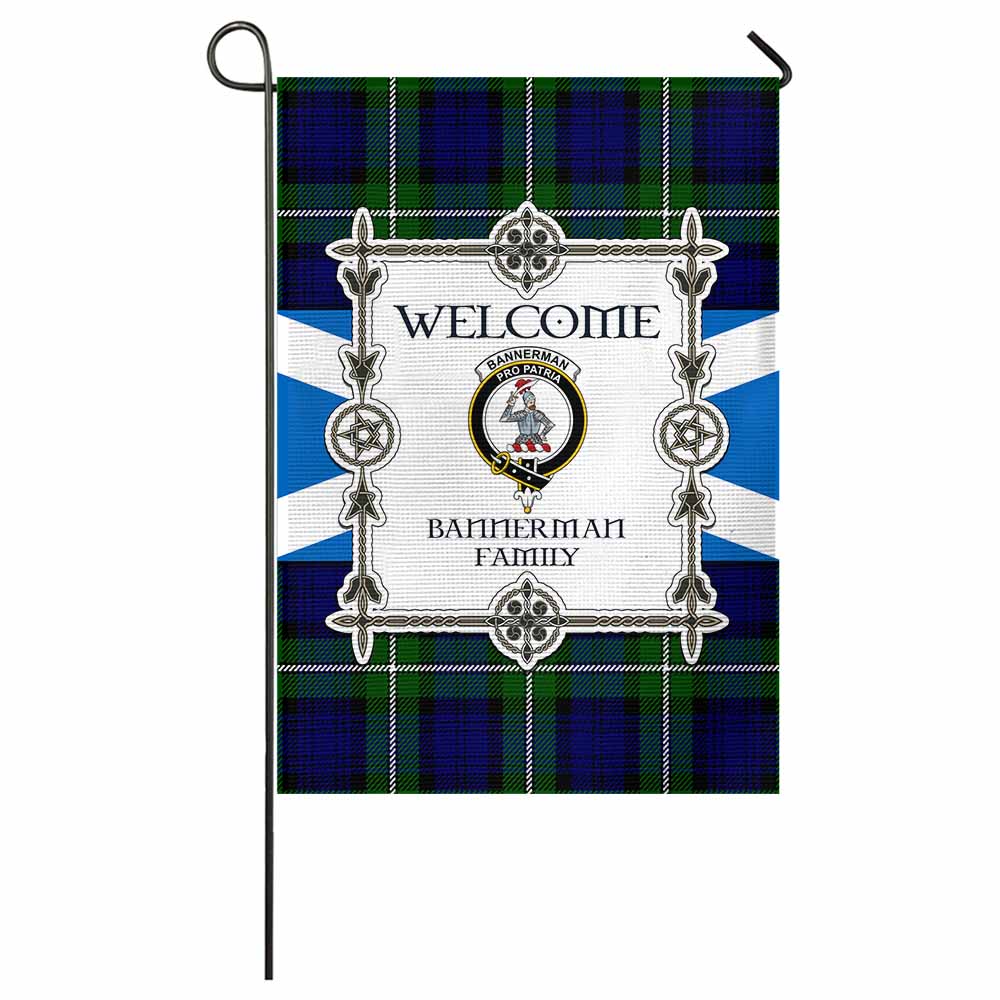 Bannerman Family Crest Tartan Welcome Garden Flag Saltire Harmony Style - Tartan Vibes Clothing