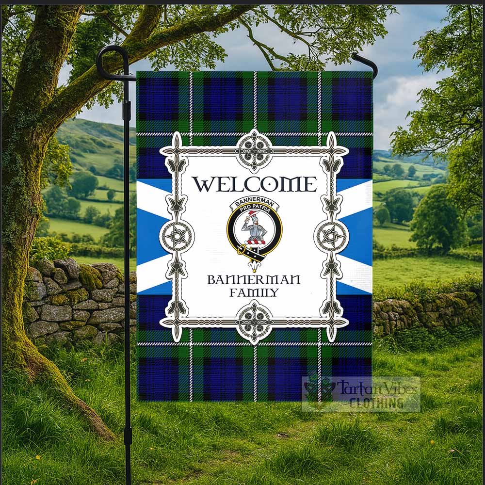 Bannerman Family Crest Tartan Welcome Garden Flag Saltire Harmony Style - Tartan Vibes Clothing