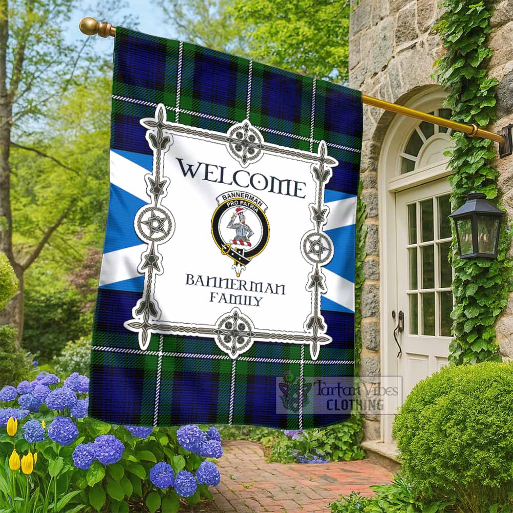 Bannerman Family Crest Tartan Welcome Garden Flag Saltire Harmony Style - Tartan Vibes Clothing