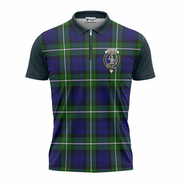 Bannerman Tartan Accent Zipper Polo Shirt with Family Crest