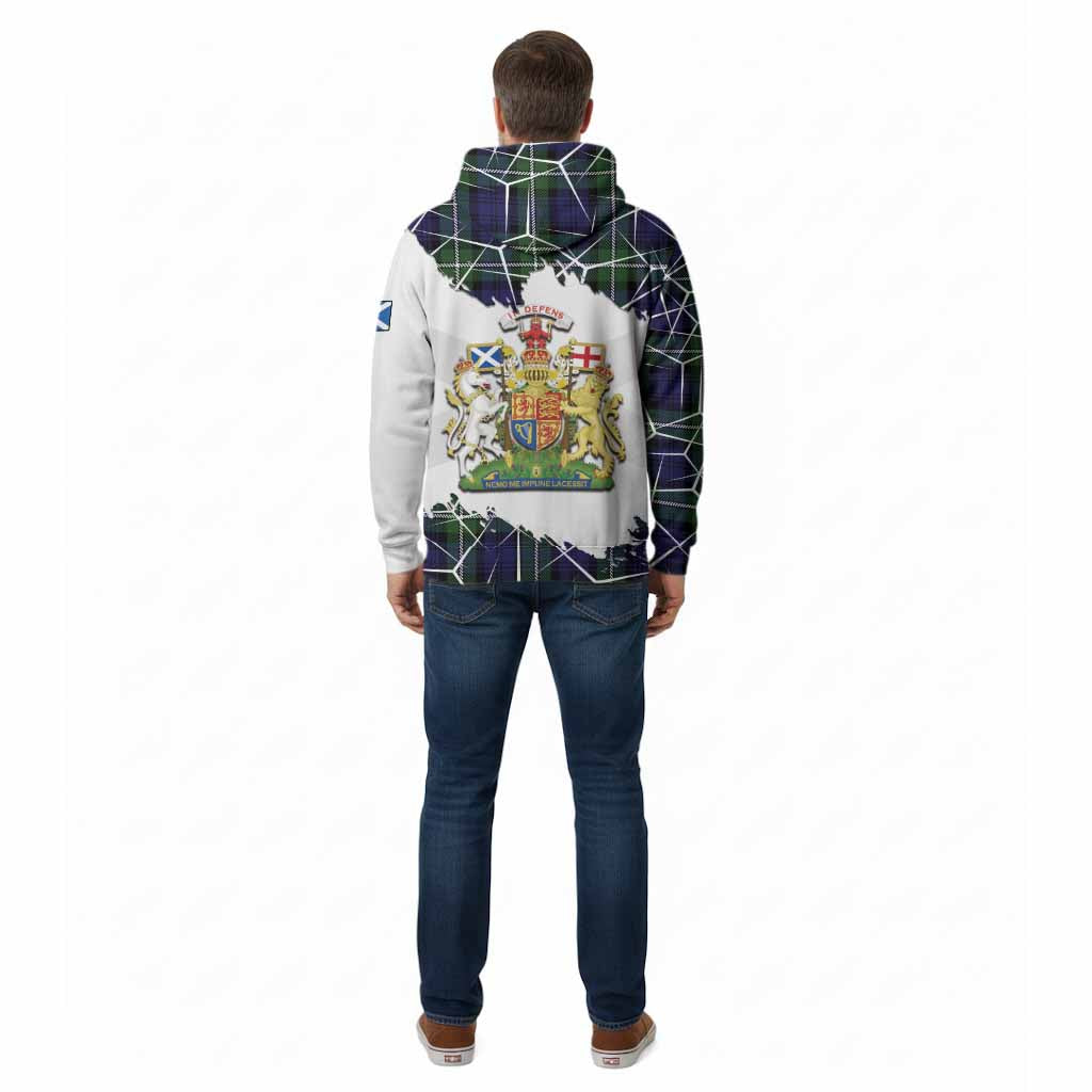 Bannerman Tartan Cotton Hoodie with Family Crest and Lion Rampant Grunge Style