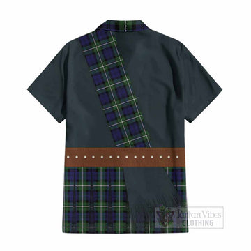 Bannerman Tartan Crest Cotton Hawaiian Shirt Kilt Costume Style