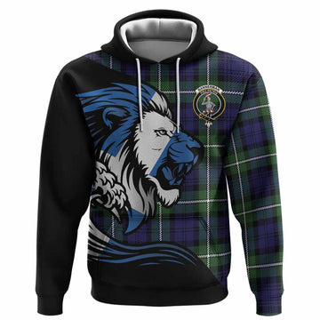 Bannerman Tartan Crest Hoodie Scottish Golden Lions Wave Flow