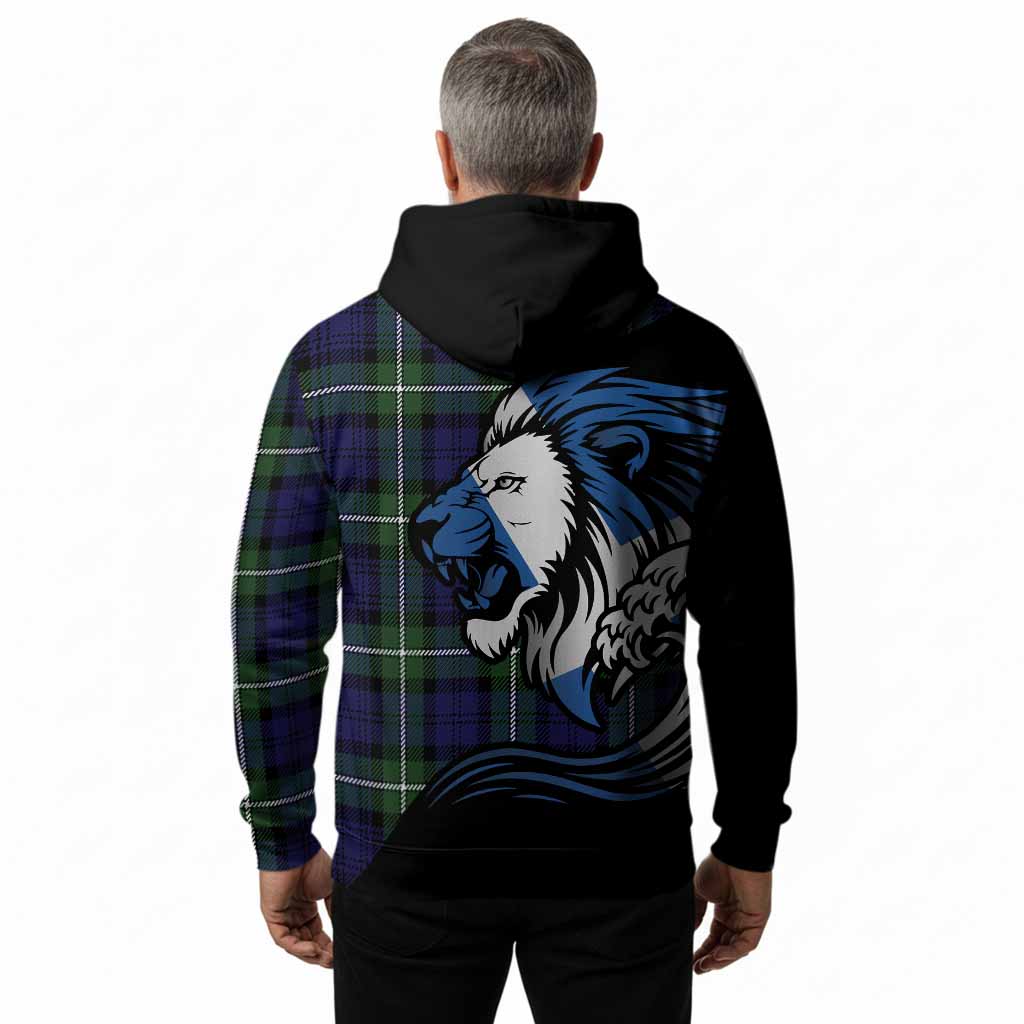 Bannerman Tartan Crest Hoodie Scottish Golden Lions Wave Flow