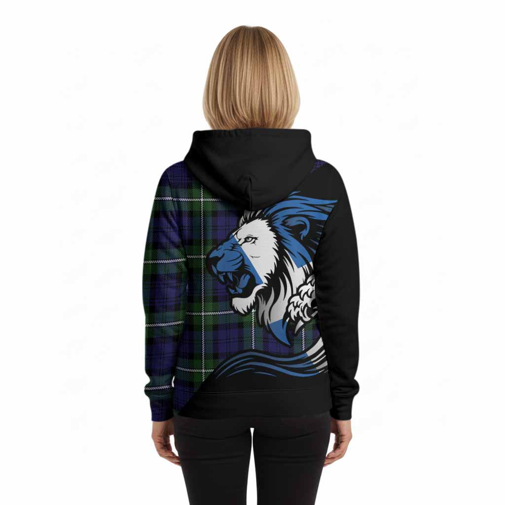 Bannerman Tartan Crest Hoodie Scottish Golden Lions Wave Flow