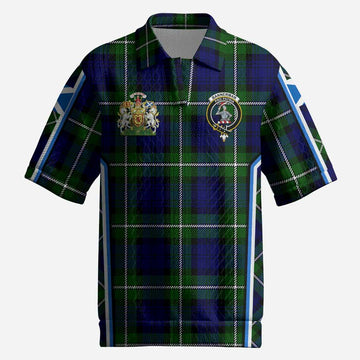 Bannerman Tartan Crest Men’s Polo Sweater Top Scotland Coat of Arm Flag Style