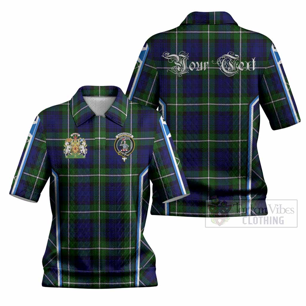 Bannerman Tartan Crest Women’s Polo Sweater Top Scotland Coat of Arm Flag Style