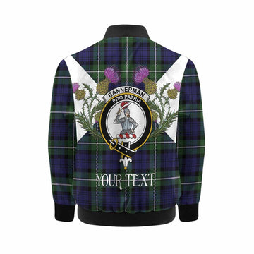 Bannerman Tartan Family Crest Kid Bomber Jacket Scottish Burns Night Thistle Floral