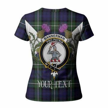 Bannerman Tartan Family Crest Women T shirt Scottish Burns Night Thistle Floral