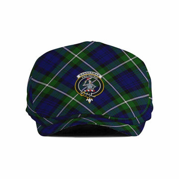 Bannerman Tartan Flat Cap, Jeff Cap Cross Style with Family Crest