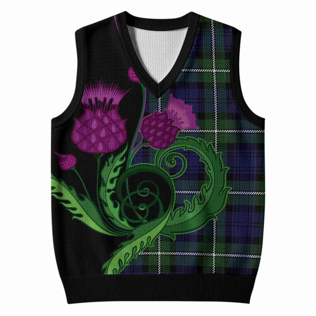 Bannerman Tartan Knitted V-Neck Vest Traditional Scottish Thistle