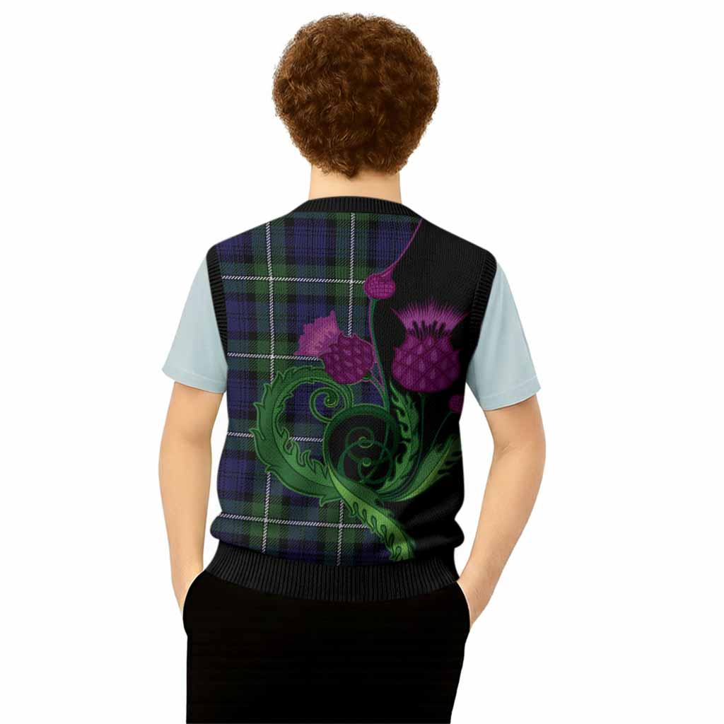 Bannerman Tartan Knitted V-Neck Vest Traditional Scottish Thistle