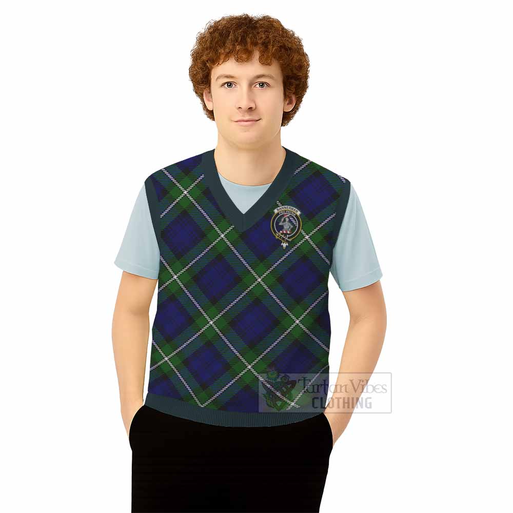 Barclay Tartan Knitted V-Neck Vest with Family Crest Cross Style