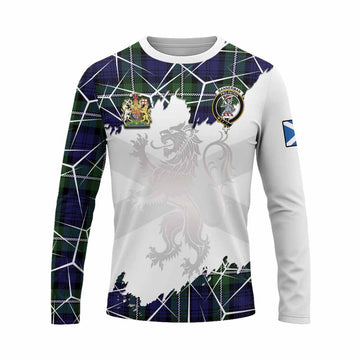 Bannerman Tartan Long Sleeve T-Shirt with Family Crest and Lion Rampant Grunge Style