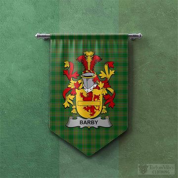 Barby Irish Clan Tartan Gonfalon, Tartan Banner with Coat of Arms
