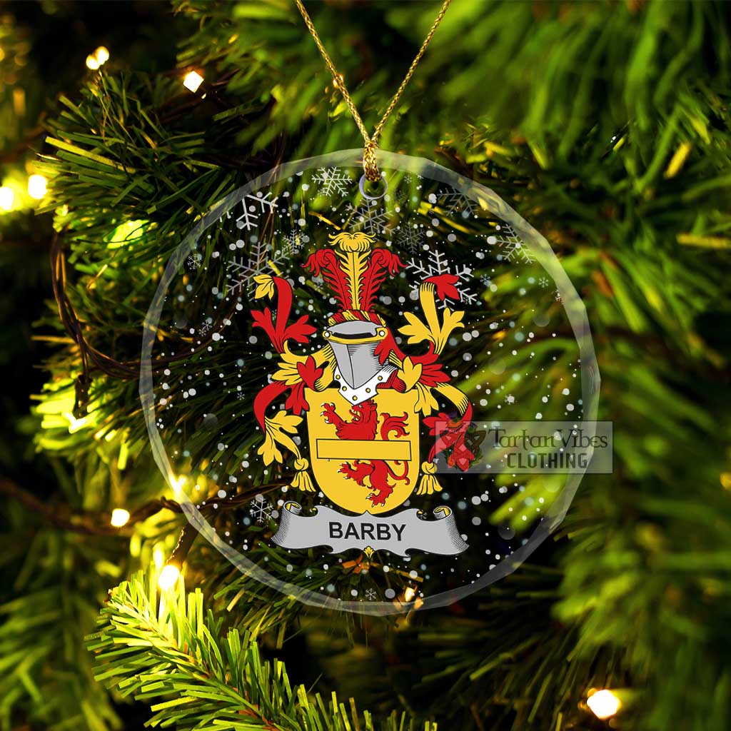 Barby Irish Clan Christmas Glass Ornament with Coat of Arms Transparent Glass Circle - 2D-tartanvibesclothing