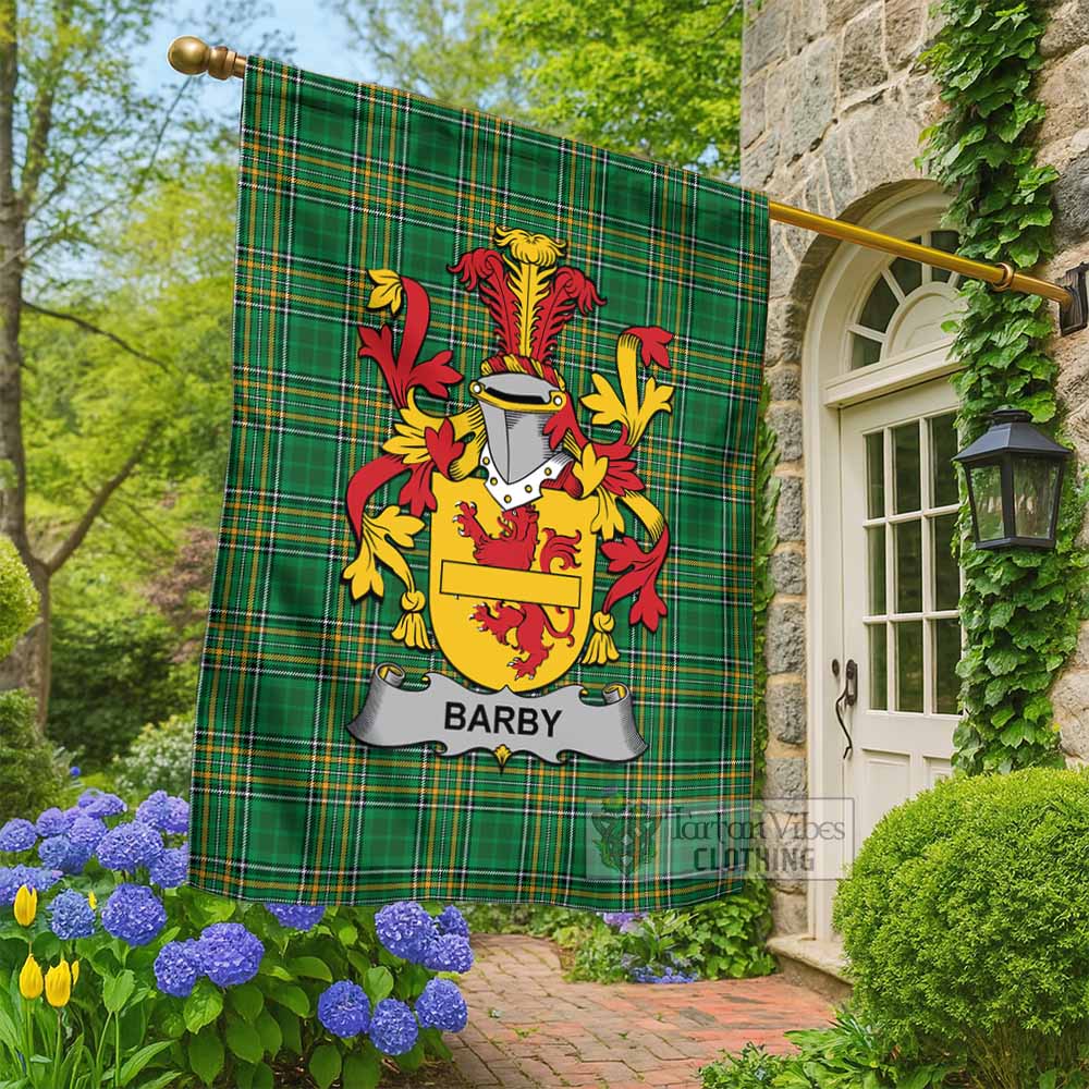 Barby Irish Clan Tartan Flag with Coat of Arms