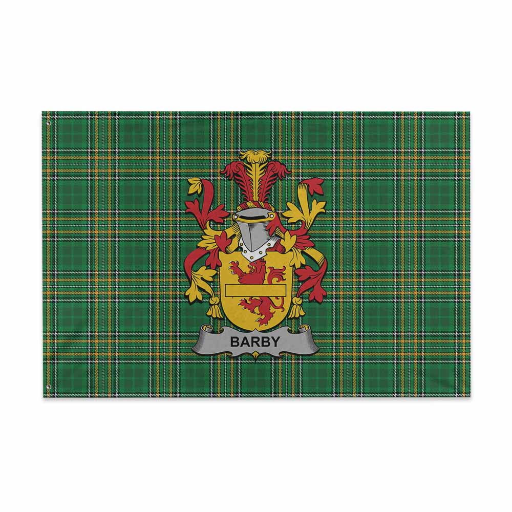 Tartan Vibes Clothing Barby Irish Clan Tartan House Flag with Coat of Arms