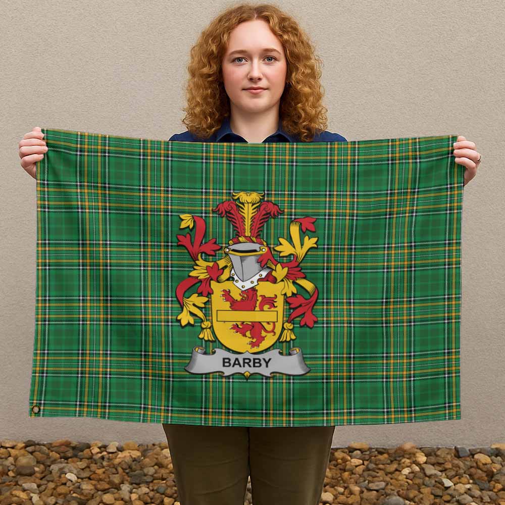 Tartan Vibes Clothing Barby Irish Clan Tartan House Flag with Coat of Arms