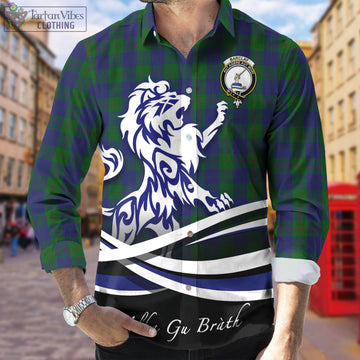 Barclay Tartan Long Sleeve Button Up Shirt with Alba Gu Brath Regal Lion Emblem