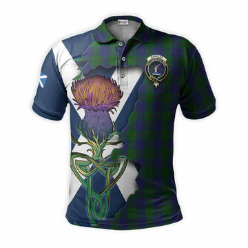 Barclay Tartan Family Crest Polo Shirt Scottish Thistle Celtic Inspired