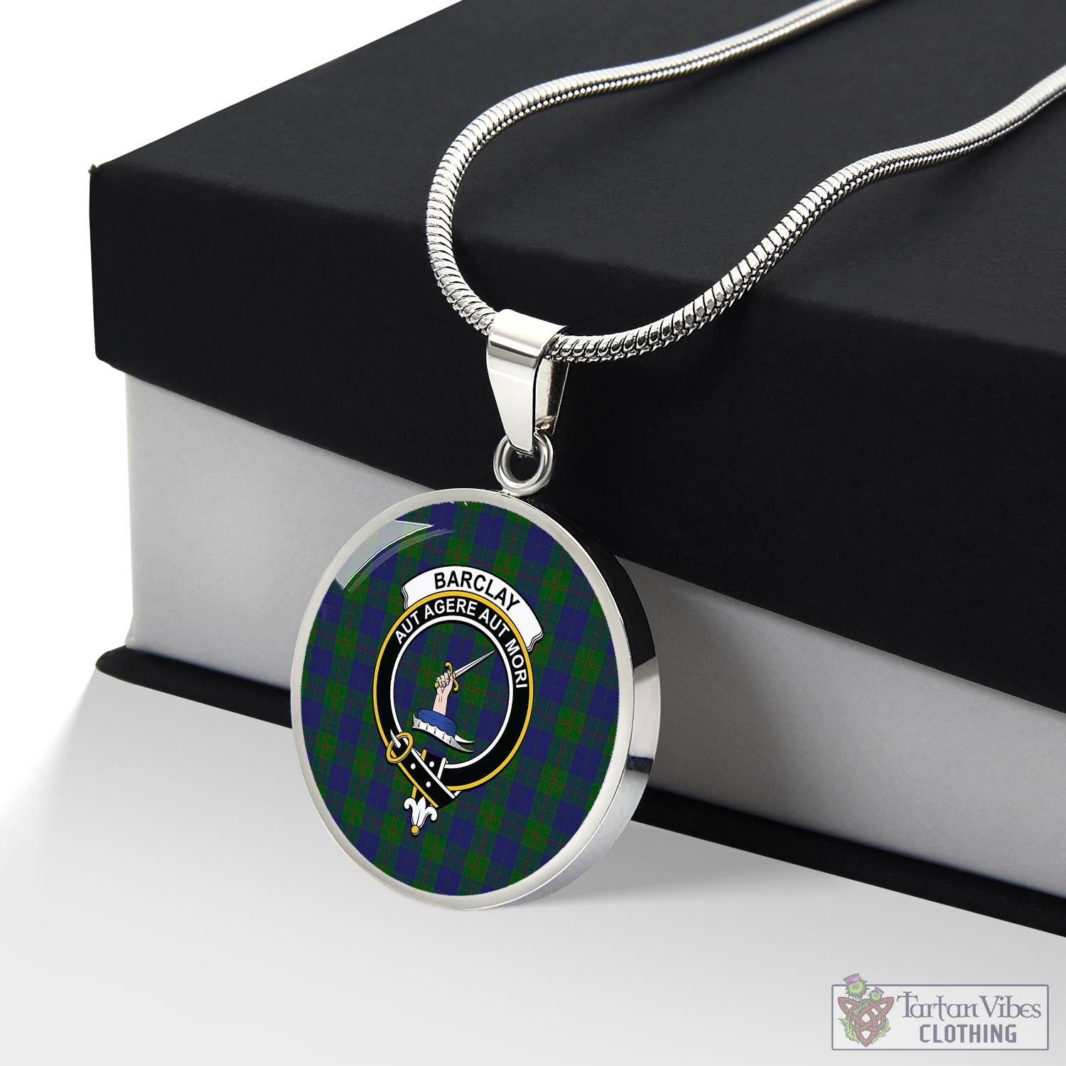 Tartan Vibes Clothing Barclay Tartan Circle Necklace with Family Crest
