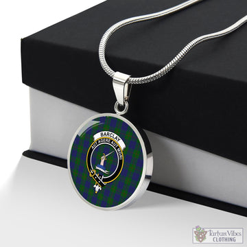 Barclay Tartan Circle Necklace with Family Crest