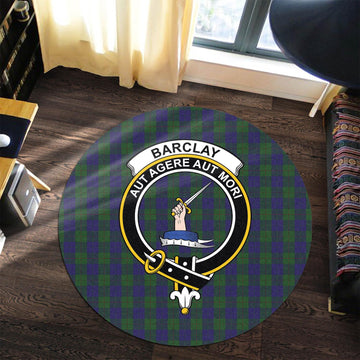 Barclay Tartan Round Rug with Family Crest - Tartanvibesclothing