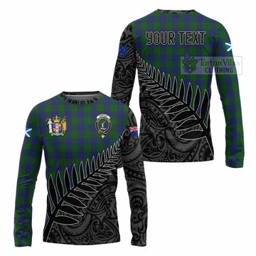 Tartan Vibes Clothing Barclay Crest Tartan Long Sleeve T-Shirt with New Zealand Silver Fern Half Style