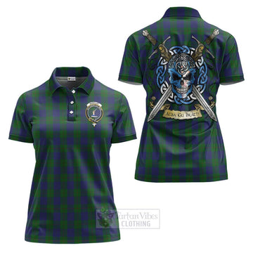 Tartan Vibes Clothing Barclay Tartan Women's Polo Shirt with Family Crest Celtic Skull Style