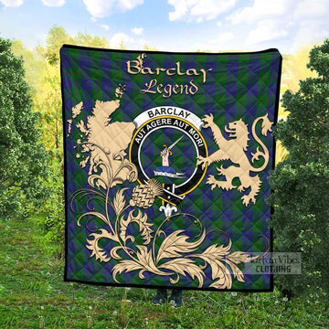 Tartan Vibes Clothing Barclay Tartan Quilt with Family Crest and Scottish Symbol Style