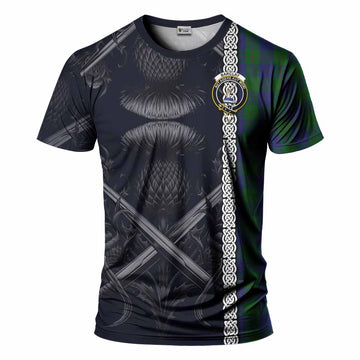 Tartan Vibes Clothing Barclay Tartan T-Shirt with Family Crest Cross Sword Thistle Celtic Vibes