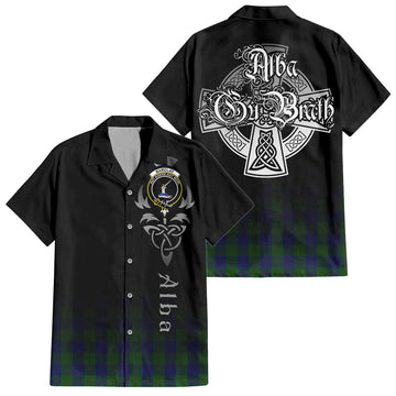 Tartan Vibes Clothing Barclay Tartan Short Sleeve Button Up Featuring Alba Gu Brath Family Crest Celtic Inspired