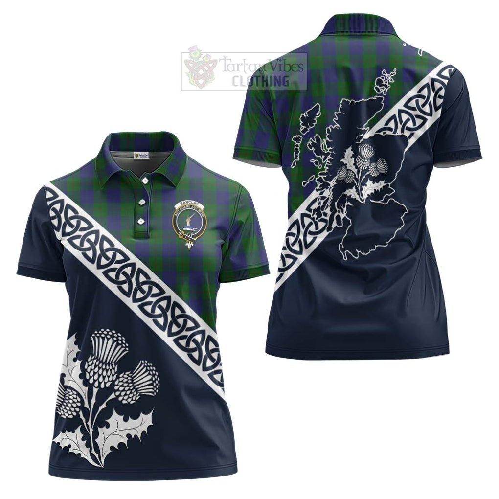 Tartan Vibes Clothing Barclay Tartan Women's Polo Shirt Featuring Thistle and Scotland Map