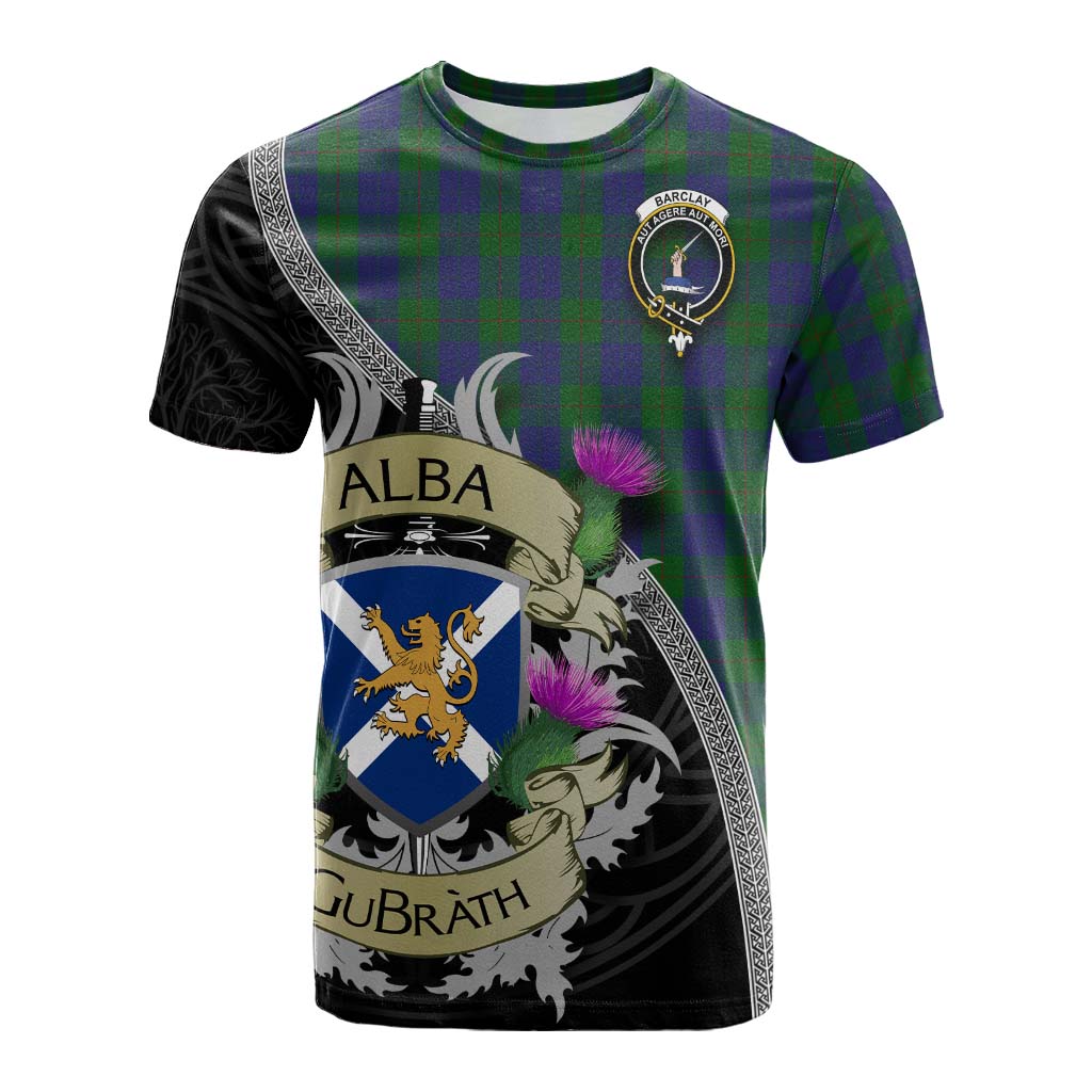 Tartan Vibes Clothing Barclay Tartan Family Crest Cotton T-shirt Lion Rampant Royal Thistle Shield Celtic Inspired