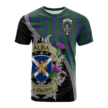 Tartan Vibes Clothing Barclay Tartan Family Crest Cotton T-shirt Lion Rampant Royal Thistle Shield Celtic Inspired