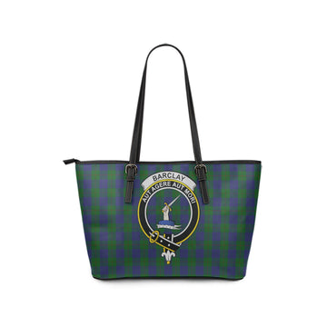 Barclay Tartan Leather Tote Bag with Family Crest