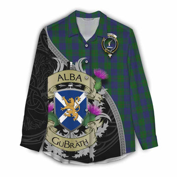Tartan Vibes Clothing Barclay Tartan Family Crest Women's Casual Shirt Lion Rampant Royal Thistle Shield Celtic Inspired